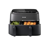 Philips Airfryer 3000 Series Dual Basket - 2 Drawer Air Fryer, 3L + 6L Capacity, RapidAir Plus Technology, 13 Ways to Cook, 90% Less Fat, Easy to Clean, Digital Touchscreen, Energy Saving (NA350/00)