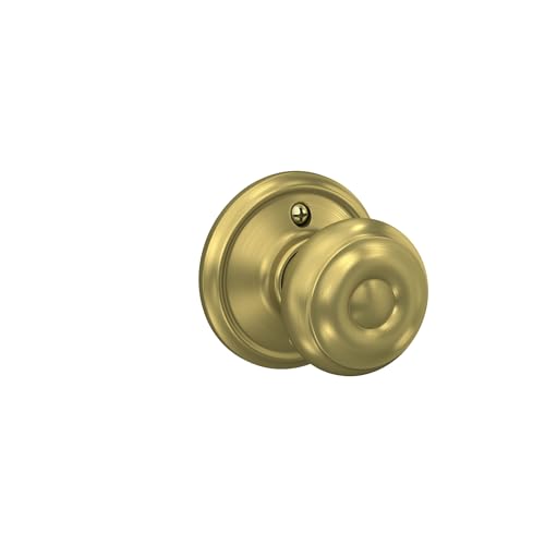 Image of SCHLAGE F10 GEO 608 Georgian Knob Hall and Closet, Satin Brass