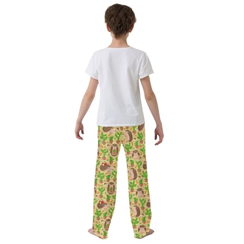 ZZXXB Hedgehog Cactus Succulent Boys Long Pants Soft Trousers Elastic Waist Kids Lounge Bottoms with Pockets S-XL3
