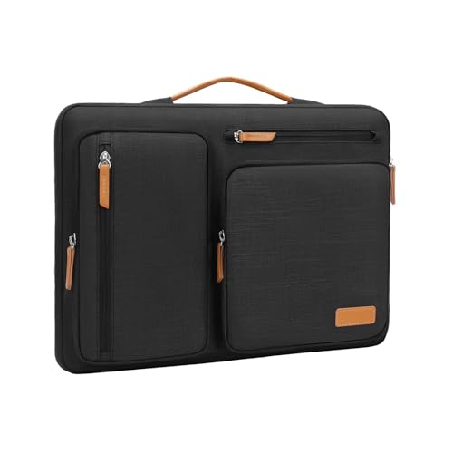 360 Protective Laptop Case Compatible with 16 Inch and 15–15.6 Inch Laptops, Side Open Laptop Sleeve with Handle and 4 Zipper Pockets, Ideal Carrying Case for MacBook Pro, HP, Dell, Lenovo, Black