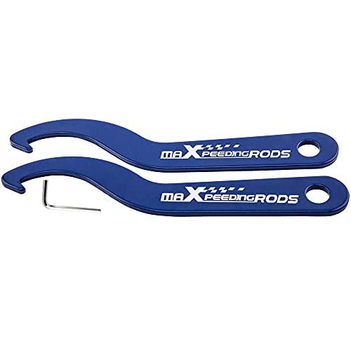 maXpeedingrods Universal C Spanner Hook Wrench Set Coilover Spring Adjustment Tool Steel Spanner Wrench, Blue, 2pcs