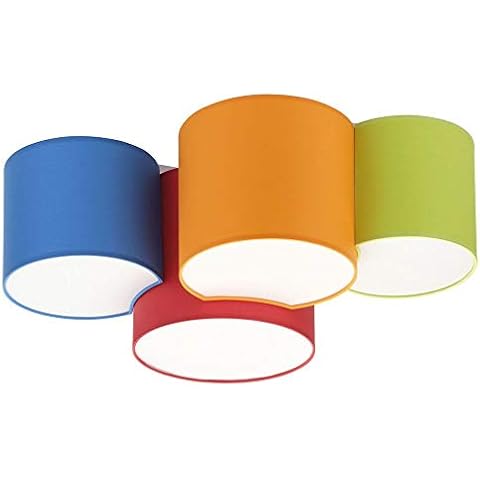 Kinderleuchte & Kinderlampe famlights | Kinderzimmer Deckenleuchte Alea aus in Bunt 4x E27 Stoff Kinderzimmer Cover