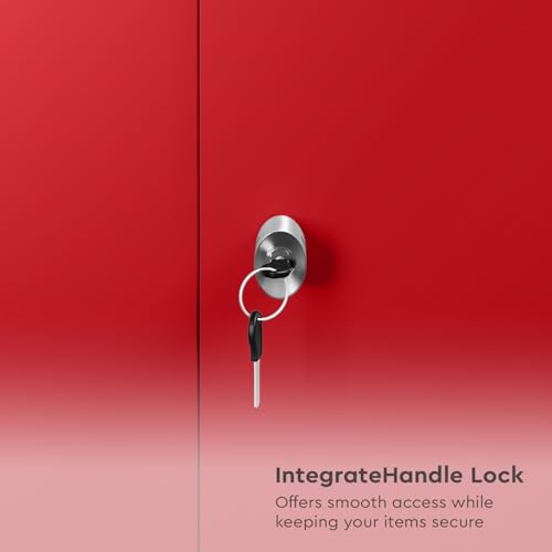Image of Interio by Godrej Flynn NX 2-Door Steel Almirah (Textured Carmine Red), 1-Year Warranty, 1 Locker, 5 Shelves