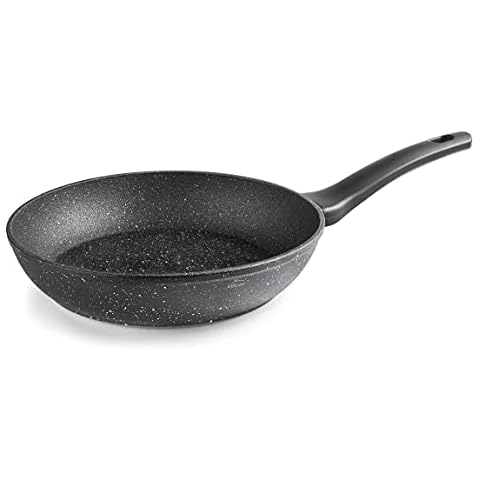LACOR 26828 28 cm Java Forged Aluminium Frying Pan, 100% PFOA Free, Non-Stick, Stone Base, Full Induction, Diameter 28 x 5.5 cm, Black Cover