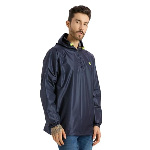 Image of ZEEL Rain Jacket For Men & Women, Unisex Polyester Pull Over Waterproof Raincoat with Hooded Full Sleeves Rainwear, Lightweight, Reusable & Packable (AZ50D)