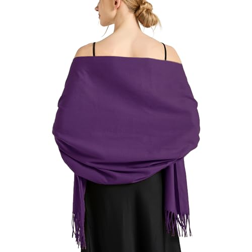 Ciormis Pashmina and WarpsWomen Solid Purple Shawl Scarf for Evening DressesPurple