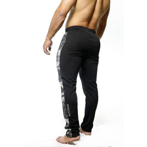 Image of ATICX Men's Slim Fit Polyester Track Pants - 4 Way Stretch Lycra Lower for Sports, Running, Gym with 2 Zip Pockets