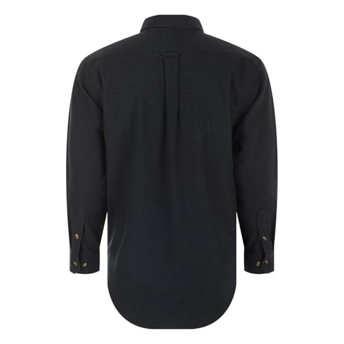 Drake Waterfowl Men's Autumn Brushed Twill Houndstooth Button-Down Long Sleeve Shirt, Night Sky Navy2