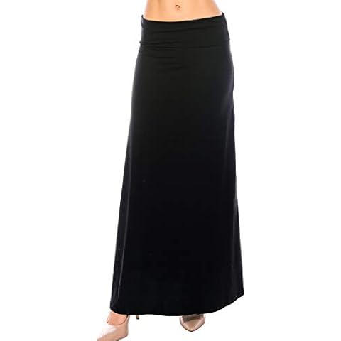 Eevee Women's Beautiful Fold Over Maxi Skirt (ONE Size) - Black Cover