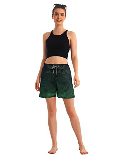 Aptro Women's Swim Shorts Quick Dry Beach Shorts Print-Green M #TOP2