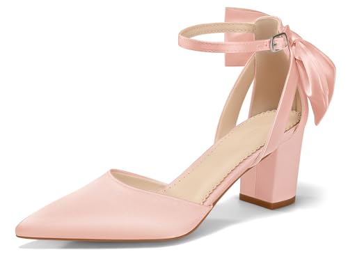 Image of Coutgo Women's Chunky Heels Ankle Strap Pointed Toe Pumps