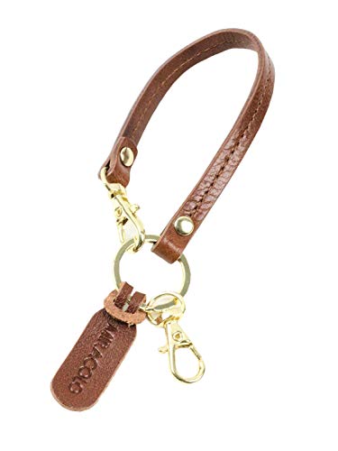 [ラフィカロ] ショートストラップ ハンドストラップ レザー 本革 イタリアンレザー フック付き キーリング キーチェーン バッグハンドル メンズ レディース ダークブラウン