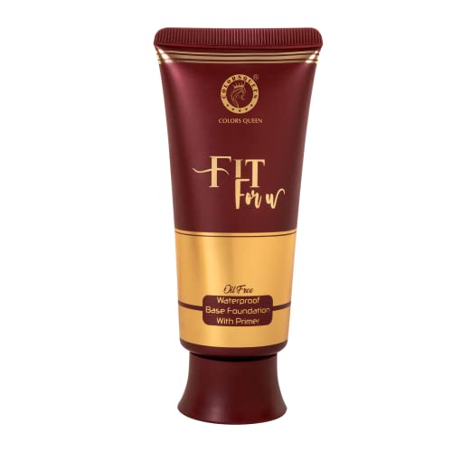 Image of Colors Queen Fit For U Oil Free Foundation with Primer - Ivory, 50 ml | Long Lasting & Waterproof, Medium to Full Coverage, Weightless Matte Finish | Liquid Foundation for Face Makeup