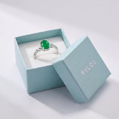 Image of Rylos Sterling Silver Classic Birthstone Ring - 7X5MM Oval Gemstone & Diamonds - Women's Jewelry, Sizes 5-10