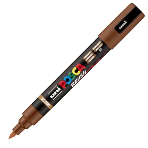 POSCA PC5BR, Marqueur peinture Brush base eau - Tout Support - Marron