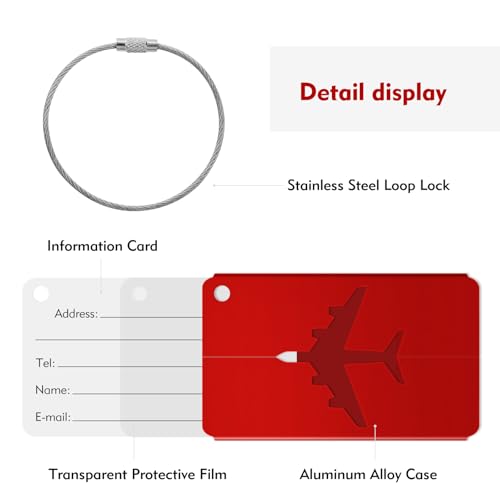 Luggage Tag, 6Pcs Luggage Tags for Suitcases, Bag Tags for Luggage Travel Luggage Tags with Privacy Name Card, Small Metal Luggage Tags Luggage Identifiers for Suitcases - Image 3