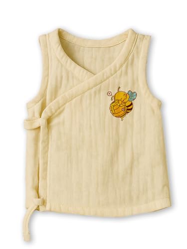 Image of Organic Cotton Muslin Jabla for Babies | Unisex Crinkled Angarka Jhabla | Soft Breathable Baby Product | Ivory Sleeveless Vest | All Season Wear | Pack of 2 | 6-12 Months