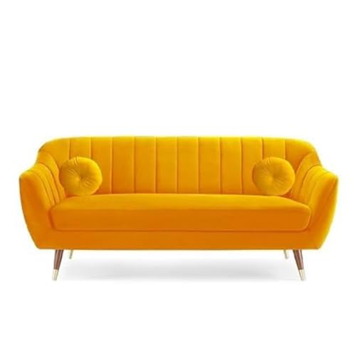 Image of 3 Seater Sofa Set with Two Cushions Perfect for Home Office Guests Living Room (Yellow, 3 Seater)