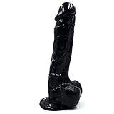 Realistic Suction Cup Toy Big Dilldó Toy Super Long Stick for Women 8 Inch Huge Diameter Plugs Toys Personal Body Relaxation Gift, Small Slim Beginner Trainer Muscle Tool Set Model UM75 (Black)