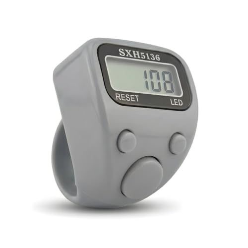 Image of Digital Hand Tally Counter with Finger Ring,5-Digit LED Display,Reset Button (Model No.506) (Grey)