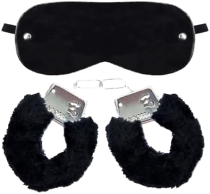 Kit Sado Algema Sexual Metal Pelúcia + Venda Tapa Olhos