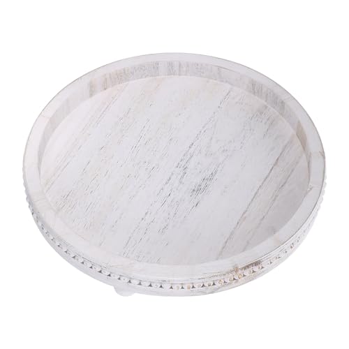 Bandeja decorativa de madera redonda con cuentas de 30 cm para mesa 2