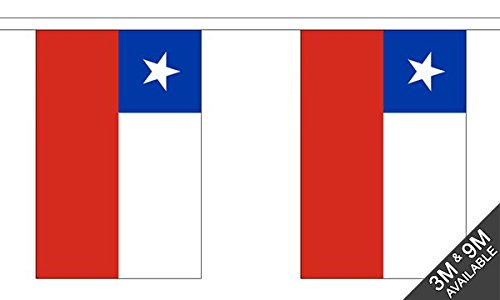 Flagtex Chile Fabric Bunting – 9m with 30 Flags – Fabric for Indoor & Outdoor Use – String Flags Banners Chilean South America Latin America Andes