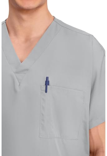 Image of Cherokee Scrubs for Women and Men Unisex V-Neck Tunic Nursing Scrub Top with Chest Pocket, Tuckable Durable Fabric - 4777 | 1 Chest Pocket For Essentials, Traditional Fit, Durable Construction, Comfortable Knit Details, Easy Care, Tuckable Style