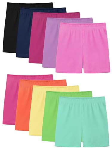Ruisita 10 Pack Girls Bike Shorts Cartwheel Under Dress Dance Shorts for Toddler Girls Kids Multicolor