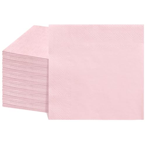 NatNarr 120 Pcs Cocktail Napkins Pink Paper Napkins Disposable Light Pink Dessert Beverage Party Napkin for Girls Birthday Bridal Baby Shower 5 x 5 Inch
