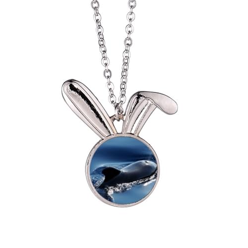 Collier lapin motif baleine de mer pendentif tendance animal