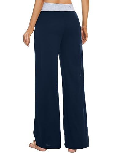 Image of LOCUBE Women's Pajama Pants, Soft Comfy High-Waist Wide-Leg Lounge Pants with Drawstring and Pockets