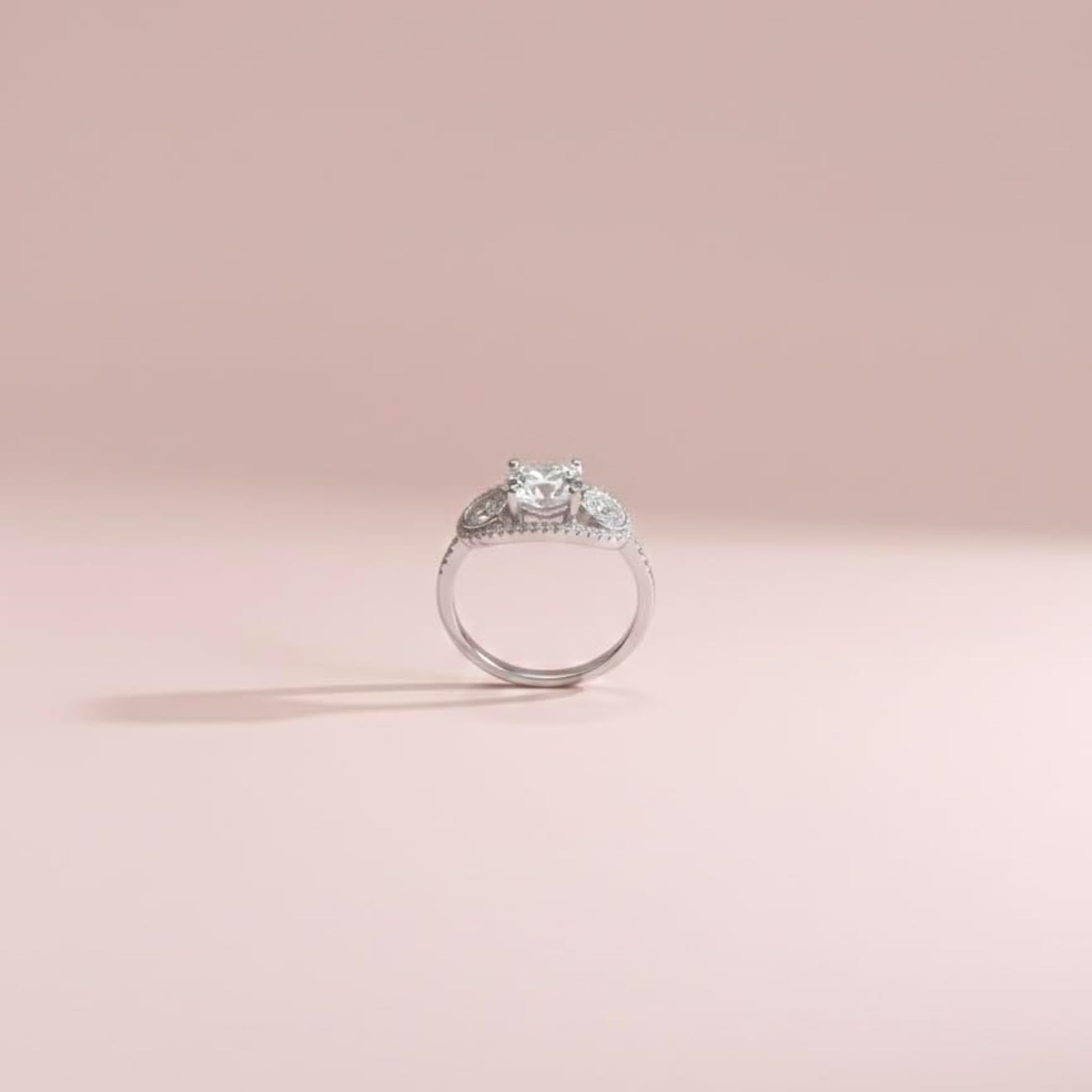 Women's 925 Sterling Silver Cubic Zirconia Three Stone Adjustable Ring