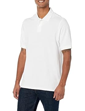 Amazon Essentials Polo in Cotone piqué vestibilità Regular (Disponibile in Taglie Extra Forti) Uomo, Bianco, L