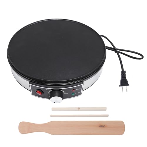 ZIZEV Electric Crepe Maker Machine, 11.8 Inch with LED Indicators, Adjustable Temperature Control, Anti Stick Crepe Pan with Batter Spreader Spatula for Home and Commercial Use (US