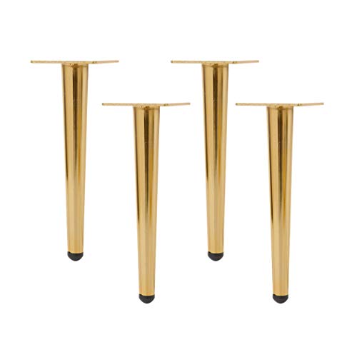 4 Pieds de Meuble, Accessoires D'Ameublement de Quincaillerie, Conique Droit Pieds de Support De Meubles en MéTal Pied de Canapé Pieds D'Armoire Pieds de Table Pied de Lit,Doré(15cm)