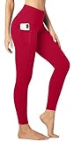 Picture of Heathyoga Leggings with Pockets for Women Tummy Control High Waisted Yoga Pants Women Compression Workout Leggings Ruby Red