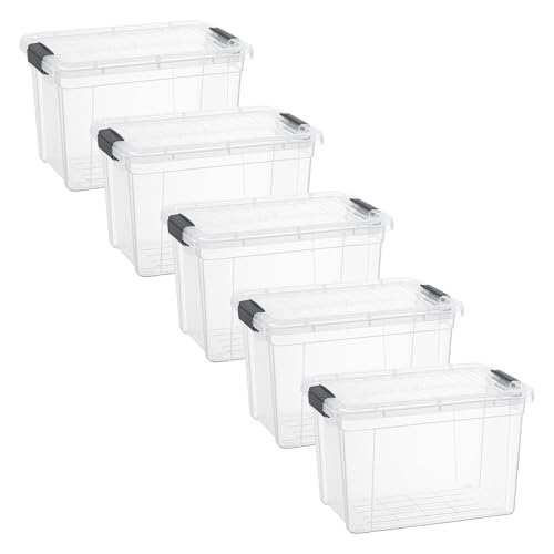 Image of Superio 8.7 Quart Clear Plastic Storage Boxes with Lids, Stackable Organizer Containers, BPA-Free Storage Bins for Home, Office, School & Dorm, 5 Pack