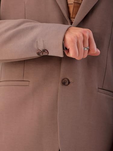Image of The Indian Garage Co Men Comfort Straight Fit Solid Stretchable Single Breated Knitted Blazers