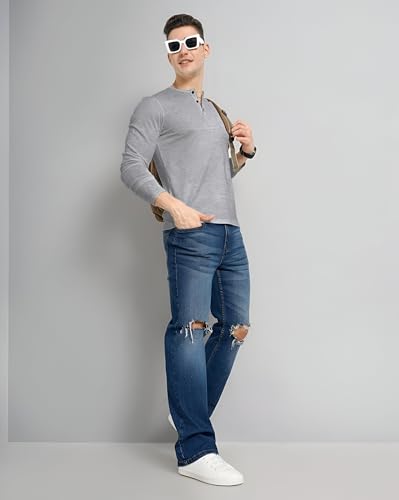 Image of LAZYCHUNKS Luxury Men's Full Sleeve Henley T-Shirt - Soft, Breathable, Stylish (Men's Henley T-Shirt), Great for Party and Casual wear