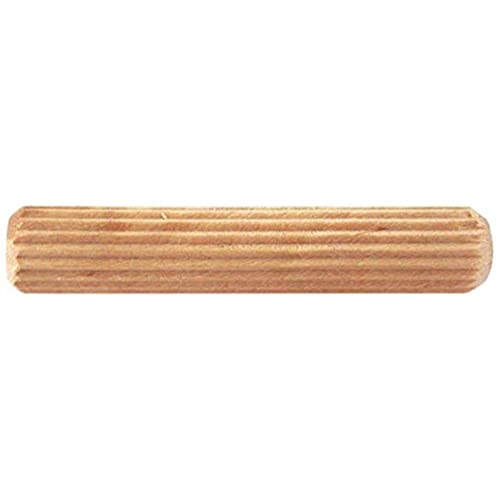 Merriway BH02467 (50 Pcs) Fluted Wooden Dowel, M6 x 30 (1/4 inch x 1.1/4 inch) - Pack of 50 Pieces, Brown