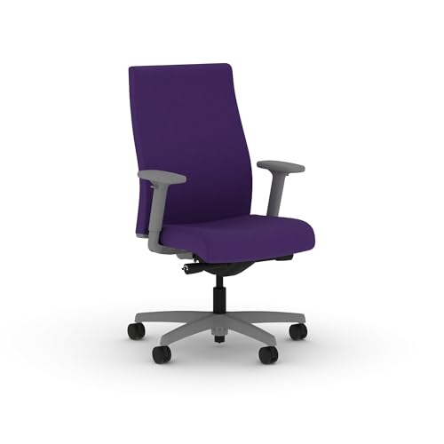 Image of HON Ignition 2.0 Ergonomic Office Chair with Adjustable Arms, Advanced Synchro‑Tilt Recline, Upholstered Desk and Computer Chair for Home Office or Workstation, Titanium Frame, Iris