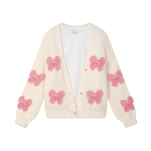 FindThy Women's Kawaii Strawberry Embroidered Cardigan Long