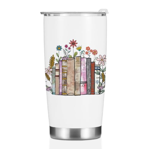 Book Lovers Gifts, Tumbler, Cute Stainless Steel Coffee Mug with Lid, 20 oz Insulated Thermal Cup...