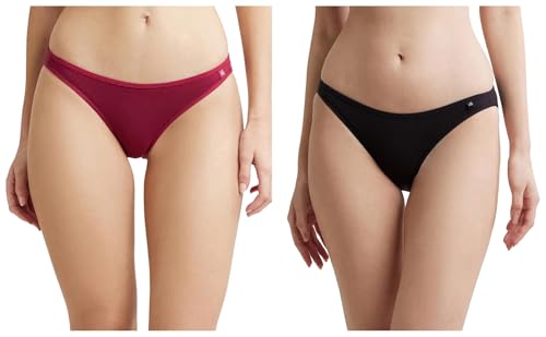 Image of Jockey SS02 Women's Super Combed Cotton Elastane Stretch Low Waist Bikini with Concealed Waistband and StayFresh Treatment (Colors & Prints May Vary) (Pack of 2)