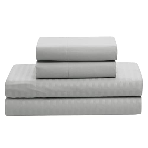 Image of Sweet Home Collection Queen Comforter Set 8 Piece Bed in a Bag with Bed Skirt, Fitted Sheet, Flat Sheet, 2 Pillowcases, 2 Pillow Shams, Queen, Dobby Silver