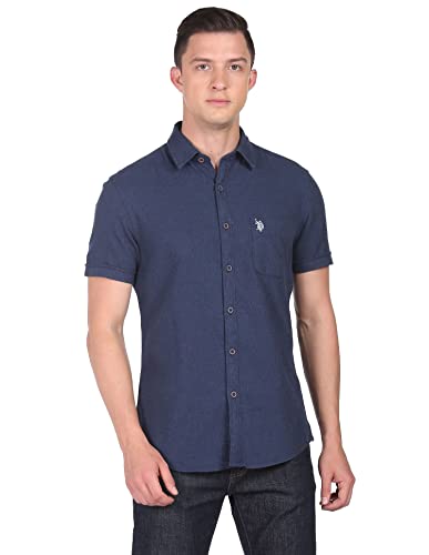 Image of U.S. Polo ASSN. Men's Cotton Solid Slim Fit Shirt