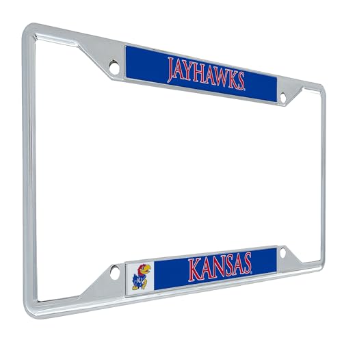 Desert Cactus University of Kansas Jayhawks KU Jayhawks Car Accessories Metal License Plate Frame and Tag Holder for Front or Rear of Car (Mascot)