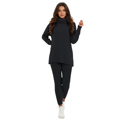 Pull et pantalon chauds à col roulé ensemble tricoté élégant en maille épaisse