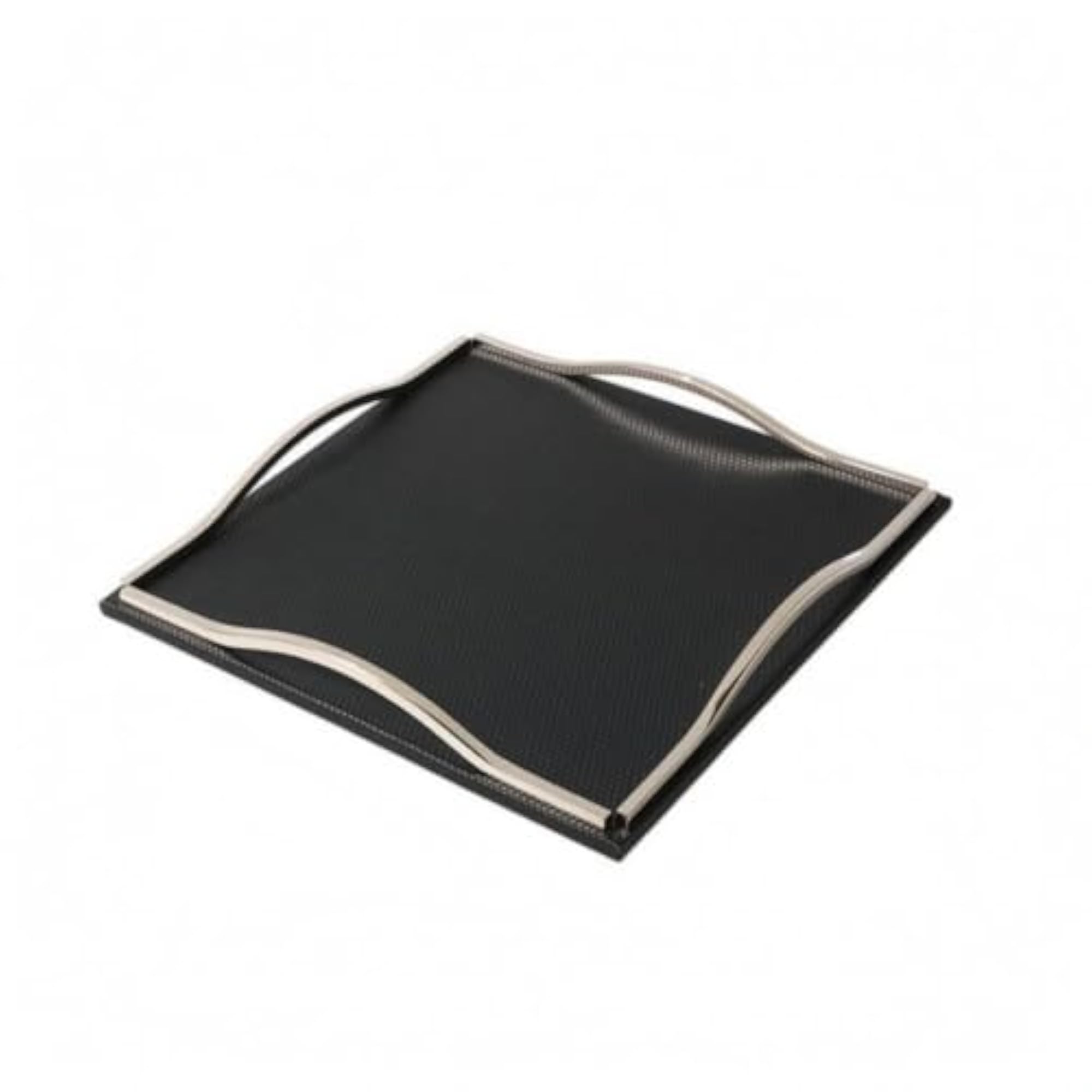 Geometric Square Tray with Metal Rim for Tabletop Organization